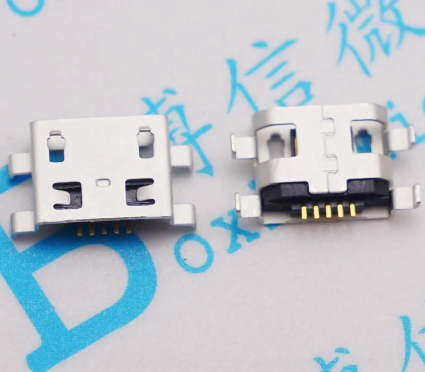 Conector hembra para teléfono móvil, Conector Micro USB de 5 pines 0,8, sin lado, boca plana, sin rizador, 10 piezas