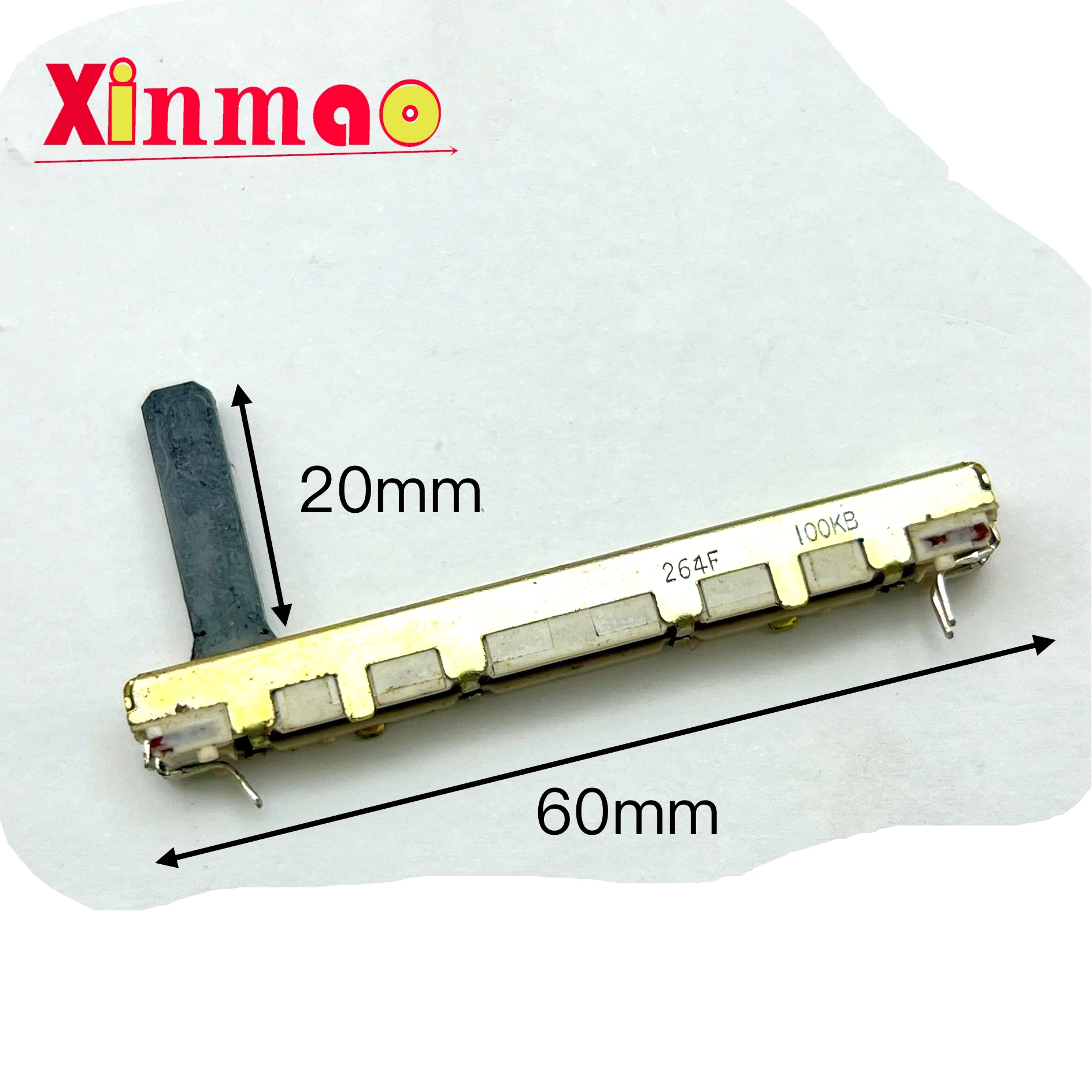 Taiwan Fuhua 60mm direct sliding potentiometer with midpoint positioning single link B100K axis length 20mm