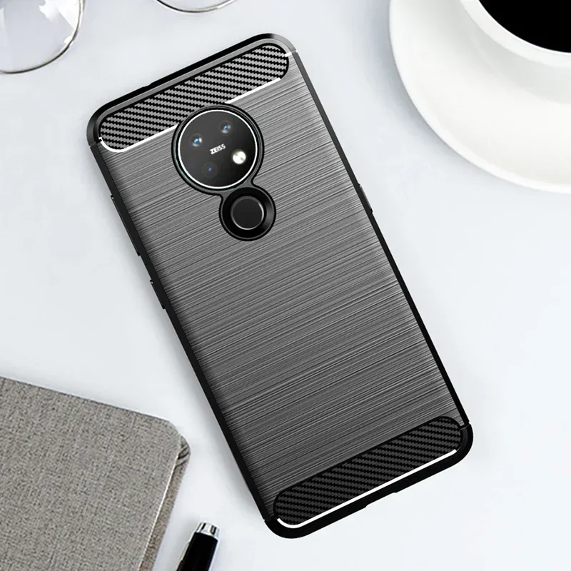 for Nokia 7.2 Case Shockproof Brushed Carbon Fiber Soft Bumper Case Cover for Nokia 6.2 / 7.2 Phone Cases Coque