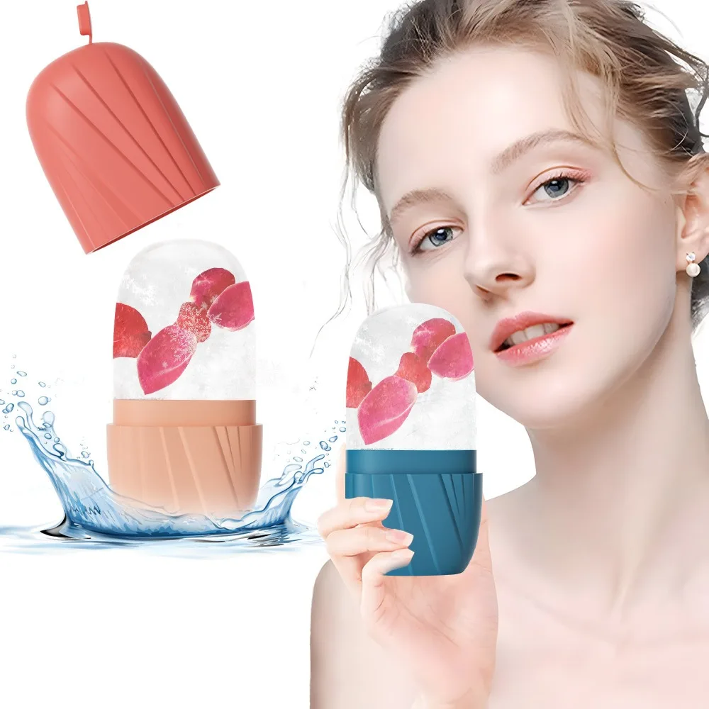 Rullo per il viso di ghiaccio Strumenti per il contorno del lifting del viso in silicone Vassoi per cubetti di ghiaccio Palline per globo di ghiaccio Massaggiatore per il viso degli occhi Strumenti per la cura della pelle di bellezza