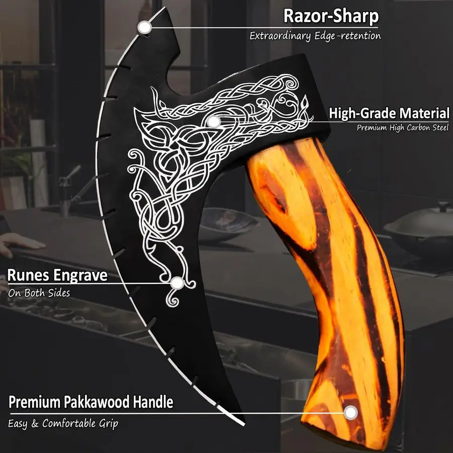 

Cutter Axe Handmade Viking Pizza Axe Kitchen Tool Medieval Slicing Pizza Cutter with Sheath Hunting amp Camping Viking Axe Vikin