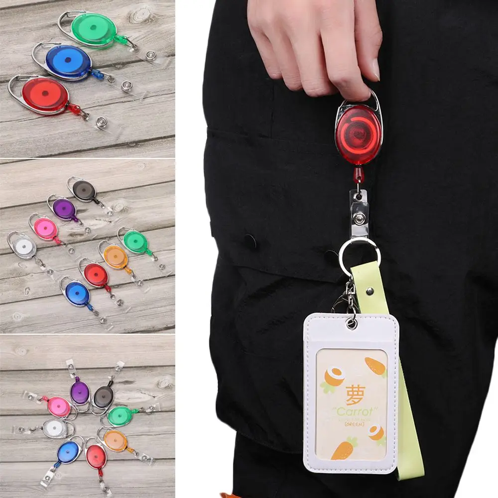 1pc Durable Fashion Stationery Clip ID Name Card Retractable Key Ring Badge Holder Lanyards