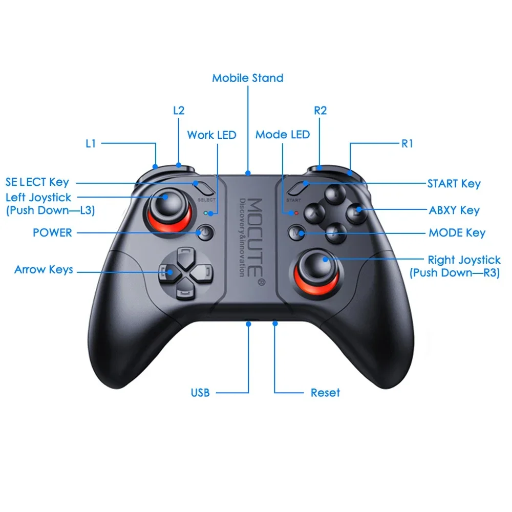 MOCUTE 053 Mobile Bluetooth Gamepad Joypad Smart Phone Game TV Pad Wireless VR Joystick Controller for Android Smartphone Tablet
