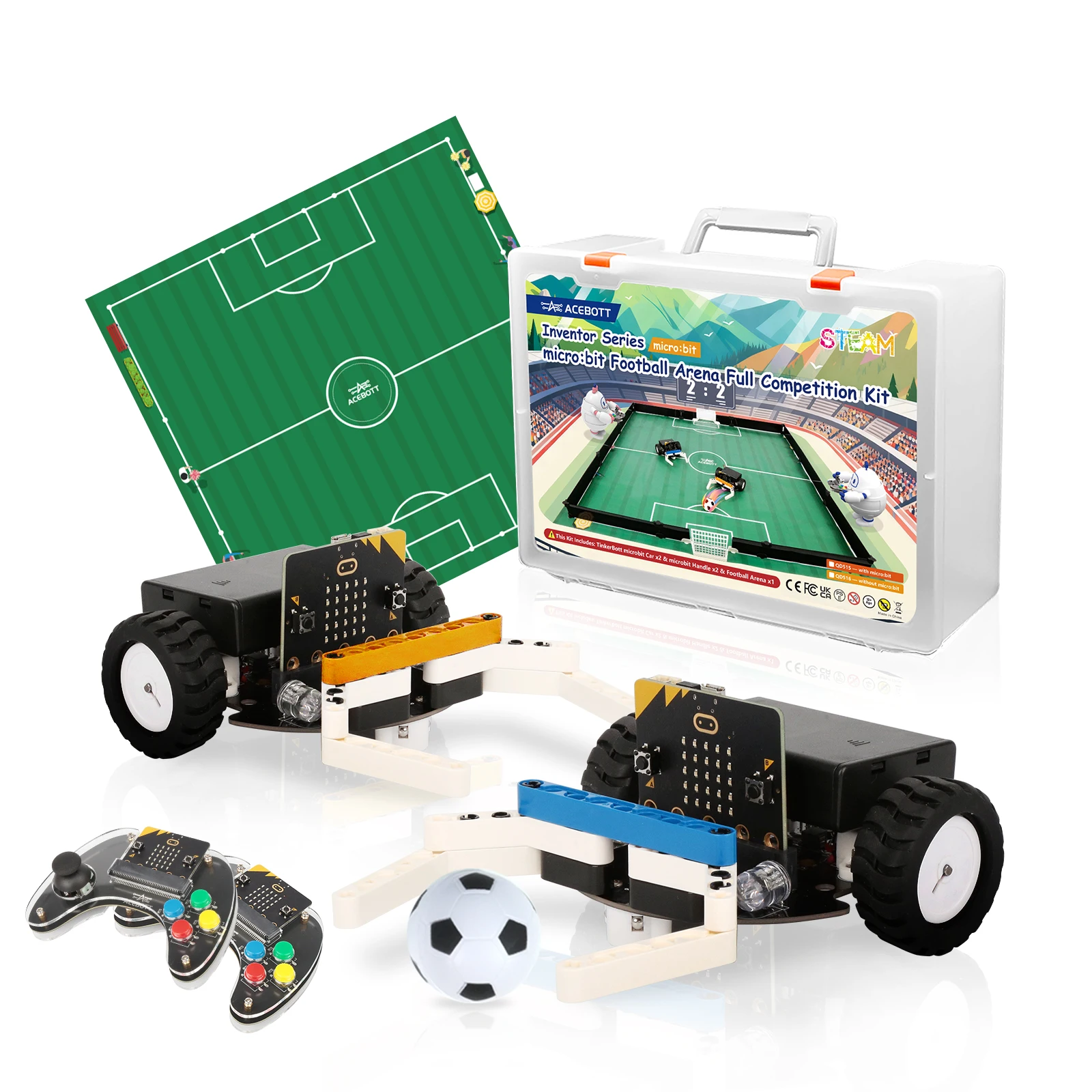 ACEBOTT Microbit Robot Football Arena Full Competition Kit Micro:bit Robot DIY Programmable Robot Car Kit STEM Education Project