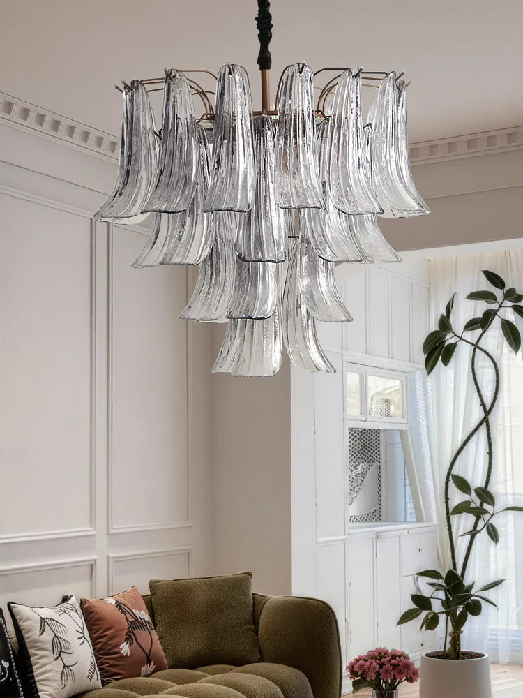 Luxury Brass Branch Chandelier Murano Horseshoe Glass Shade Lustre Dimmable Pendant Lamp For Hotel Fixture For Ceilings