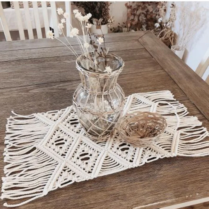 Ins Table Runner Nordic Woven Tablecloth Wedding Party Decor Eco Friendly Cotton Rope Braided Home Decoration