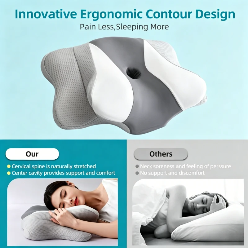 memory-foam-cervical-pillow-butterfly-shape-slow-rebound-neck-support-orthopedic-rolled-pack-home-sleep-pillow-neck-support