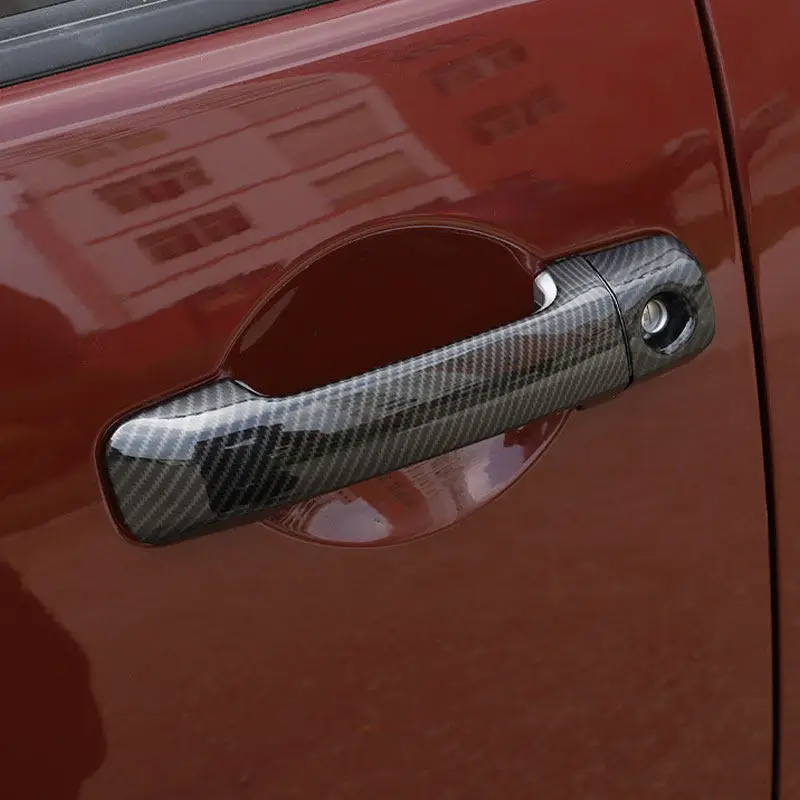 اكسسوارات السيارات الباب الخارجي غطاء مقبض سحب الأبواب الخارجية مقبض الكسوة لتويوتا FJ كروزر 2007-2021 ABS ألياف الكربون/الفضة