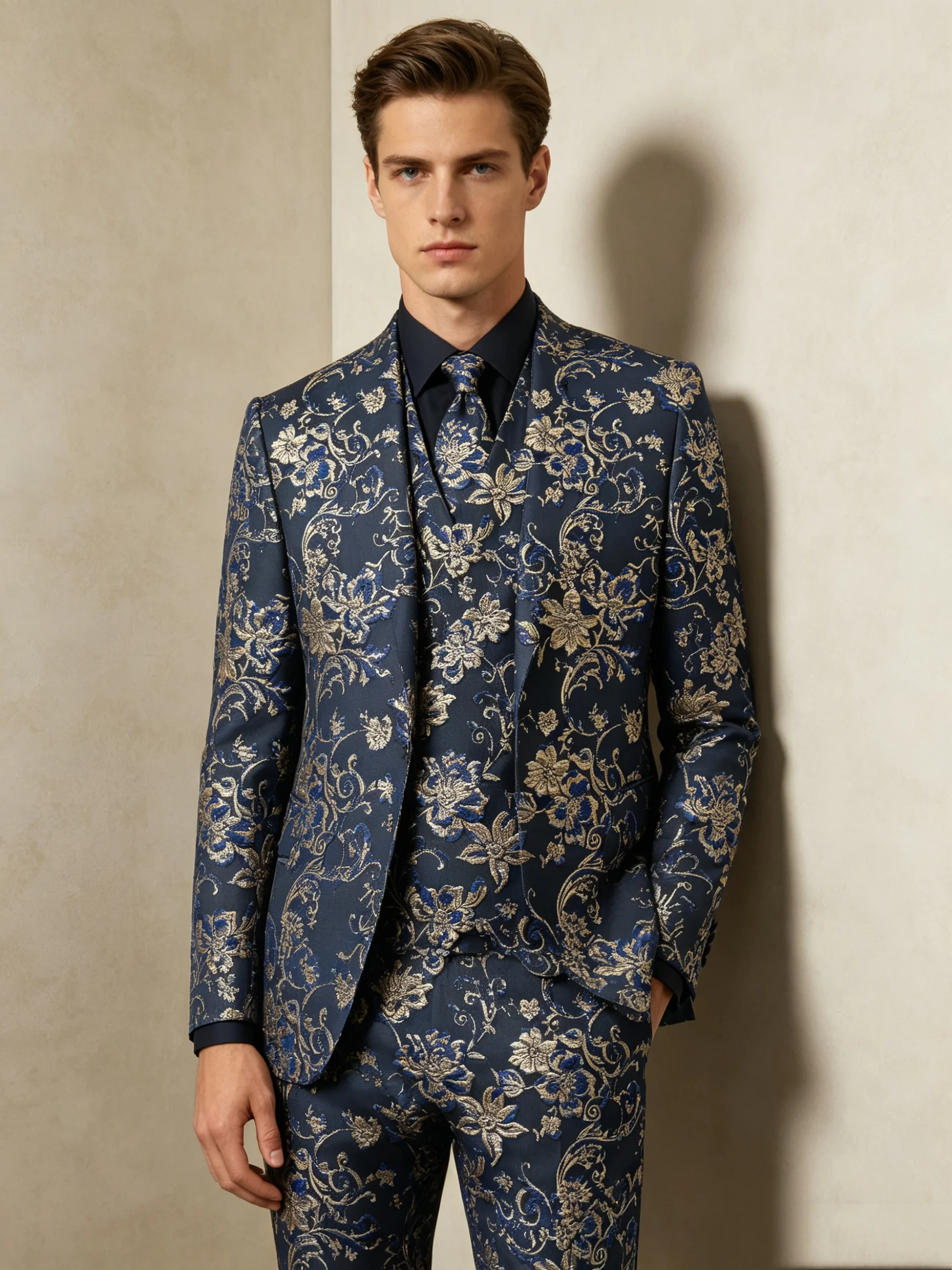 بدلة رجالية زرقاء داكنة من الج - مراجعة Men Formal Wear Blue وسعره