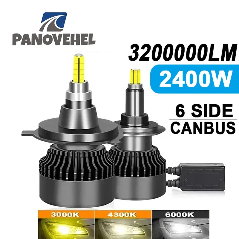 

PANOVEHEL Автомобильная лампа для фар 360 H4 H1 3200000LM 2400 Вт Canbus H7 LED HB4 9012 HIR2 H11 9006 9005 Противотуманные фары 3000K 4300K 6000K 12V