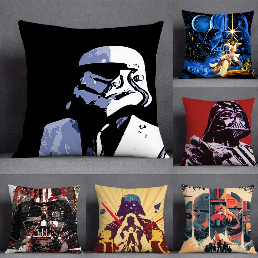 Funny Movie S-star Funny W-wars Pillow Case Square Double-Sided Printing Short Plush Sofa Cushion Cover Bedroom  Pillow