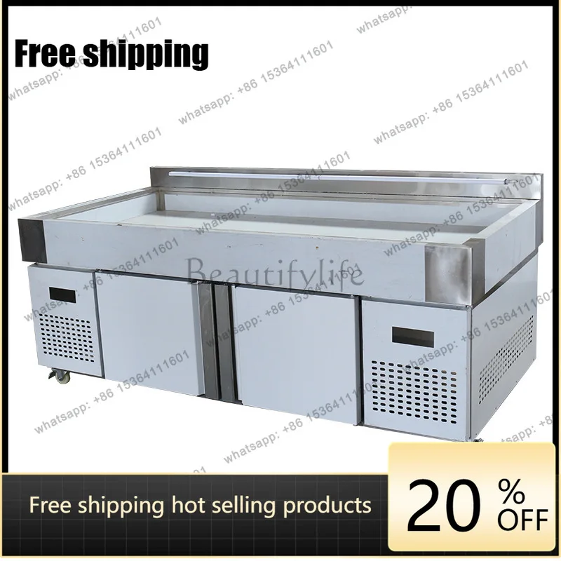LS Commercial Fresh-keeping Display Cabinet Seafood Refrigerated Optional Open Seafood Ice Rack Container