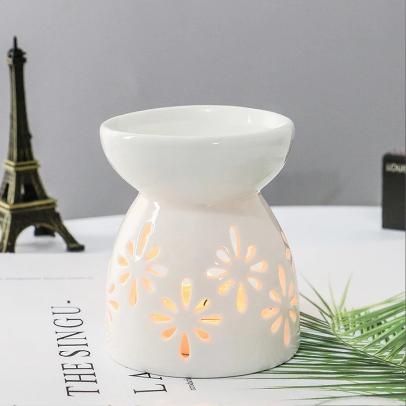 Ceramic Aroma Burner Essential Oil Lamp Hollowing Candle Holder Incense Censer