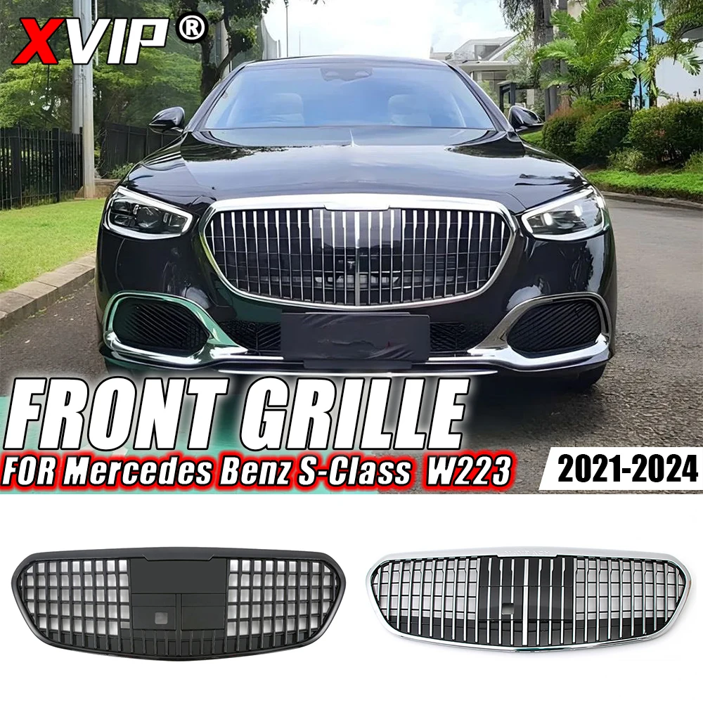 

XVIP Chrome AMG Style Front Racing Grille For Mercedes Benz S-Class W223 S450L S500 S580 2021-2024 Maybach Style Upper Grilles