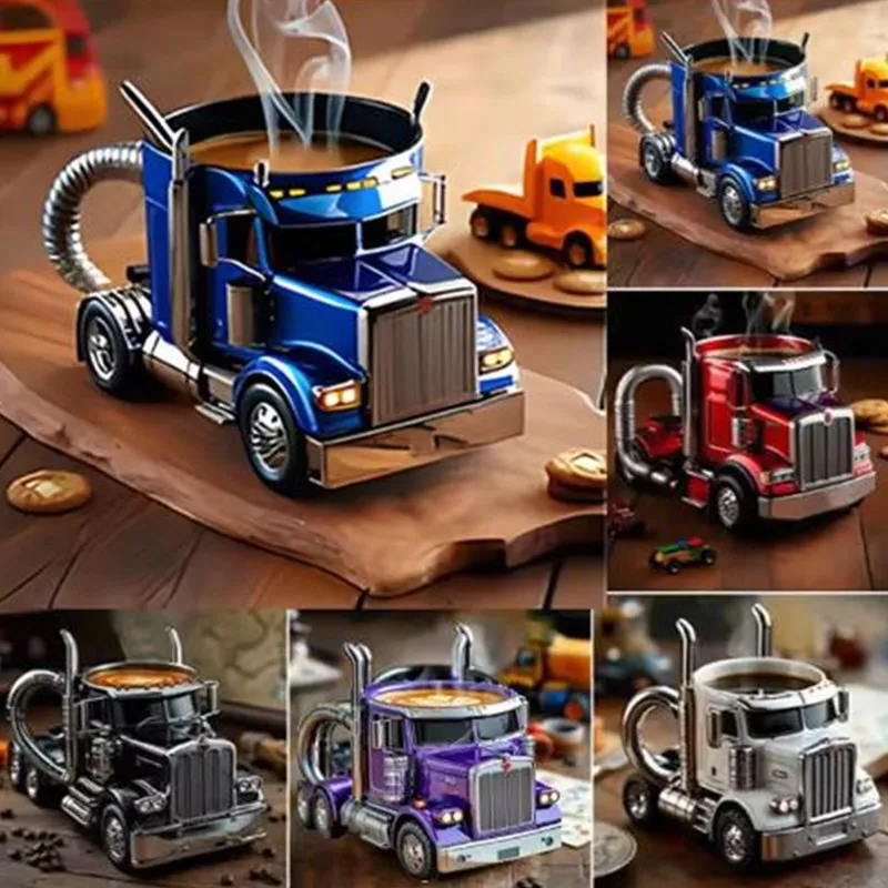 Creative Gifts Truck Coffee Mug Semi Truck Coffee Cup Handcrafted Semi-trailer Shaped Semi-Truck Coffee Mugs For Men Women