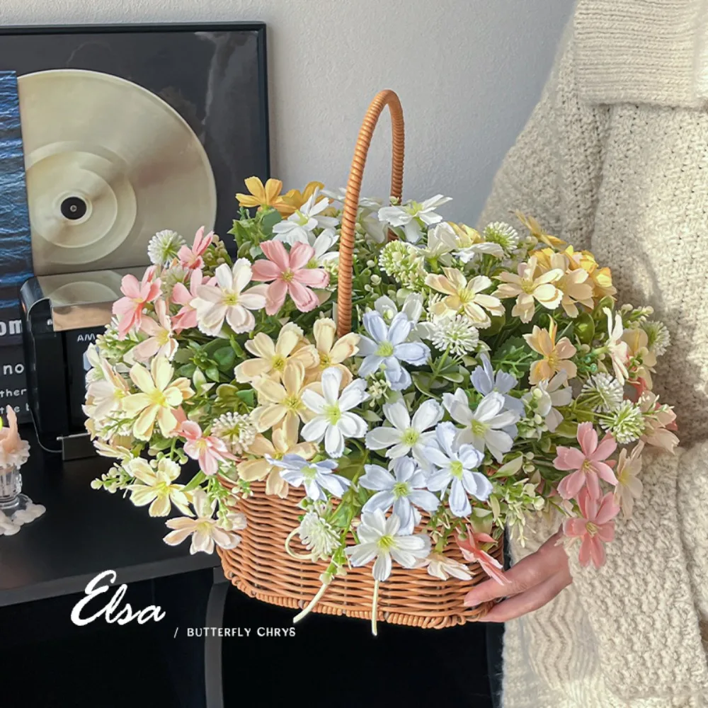 Small fresh Korean daisy butterfly flower simulated flower dried  bouquet living room decoration wedding  fake