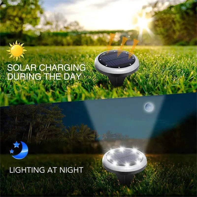 10 LED Solar Powered Buried Light Under Ground Lamp Outdoor Path Way Garden Decking Underground Decking Light Landscape Lights