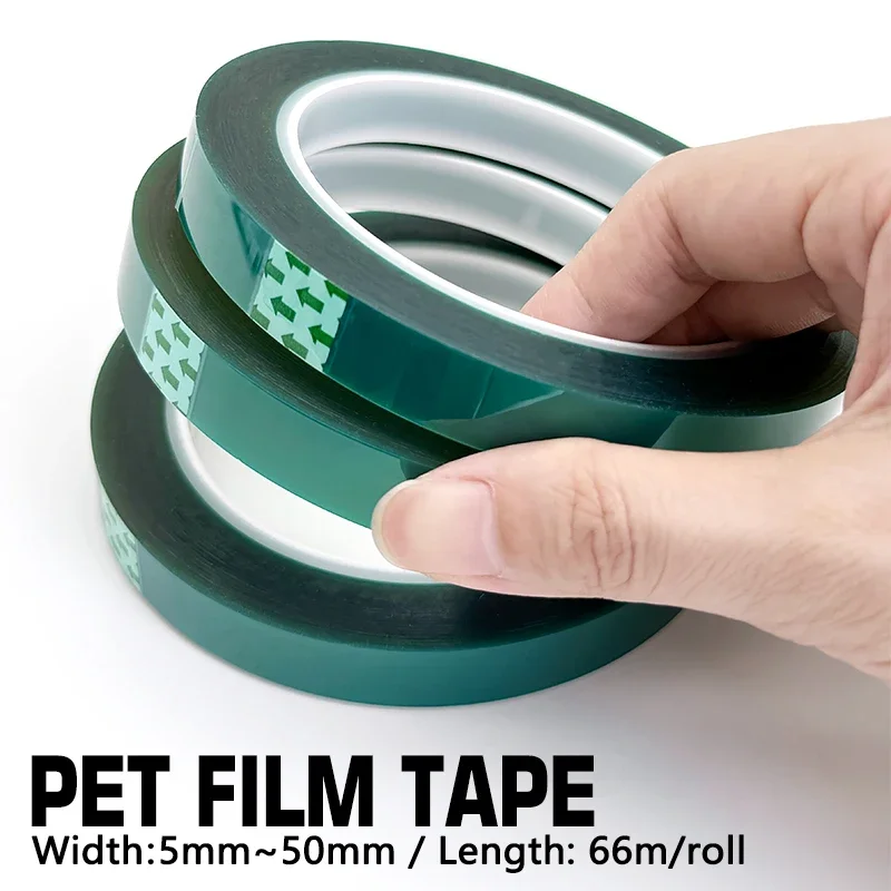 Green Polyester Hi-Temp Masking Tape PET Tape With Silicone Adhesive, Ideal For Painting, Powder Coating, Circuit Boards