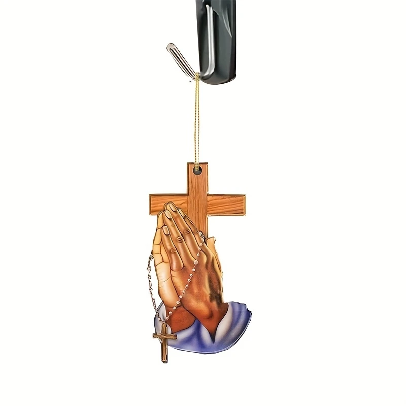waterproof materialAcrylic Pendant Prayer Cross Creative Pendant for Rearview Mirror Pendant Car Interior Decoration