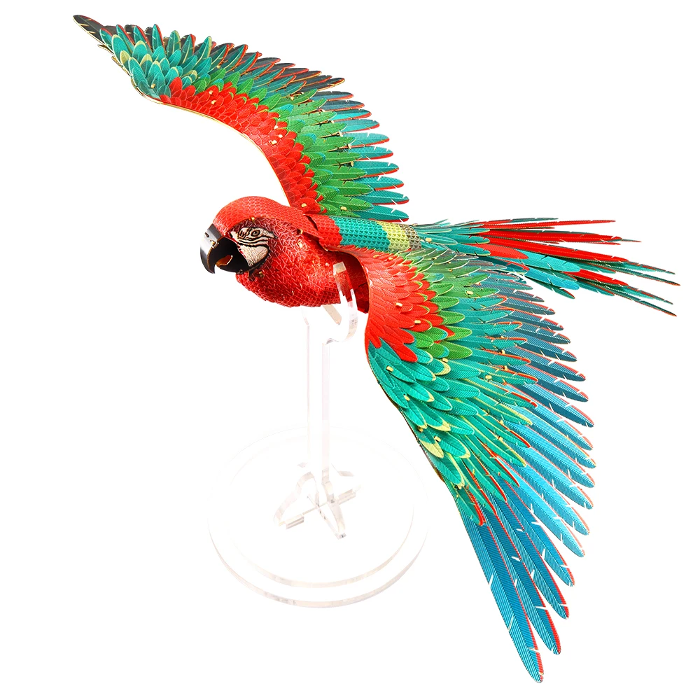 Piececool 3D Metal Puzzle Scarlet Macaw Model Building Kits Jigsaw for Teen Brain Teaser for Adult