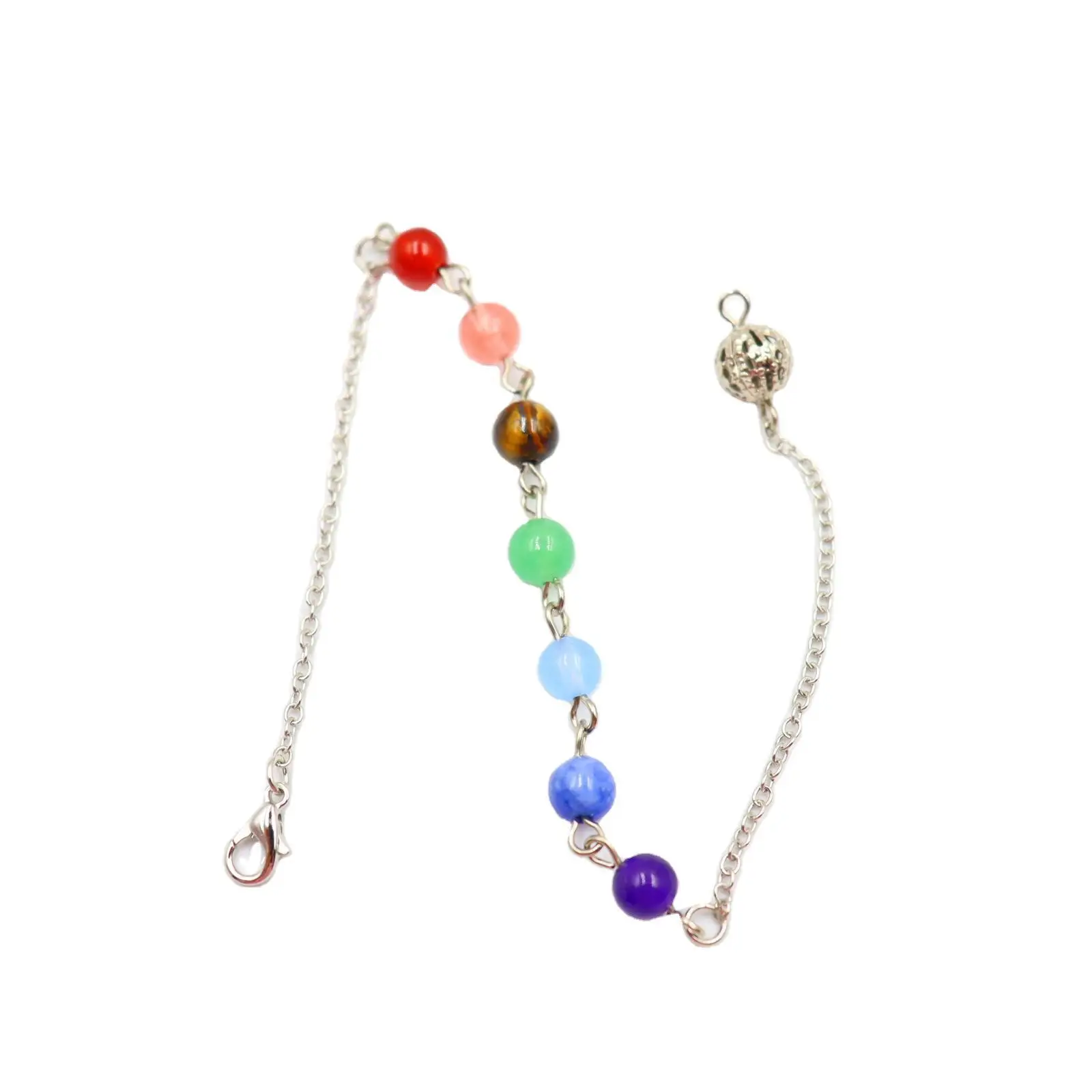 7 Color Beads Chakra Chain Hollow Bead Pendulum Chain Power Stone Pendulum Pendant Accessories Chain