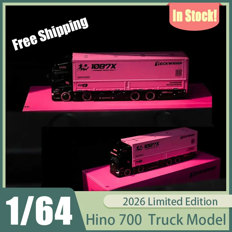 

2026 Limited 1:64 Hino 700 Truck Model Teckwrap Pink Livery Openable Lid 1087x Gtshow Diecast Collectible Limited Edition Toys
