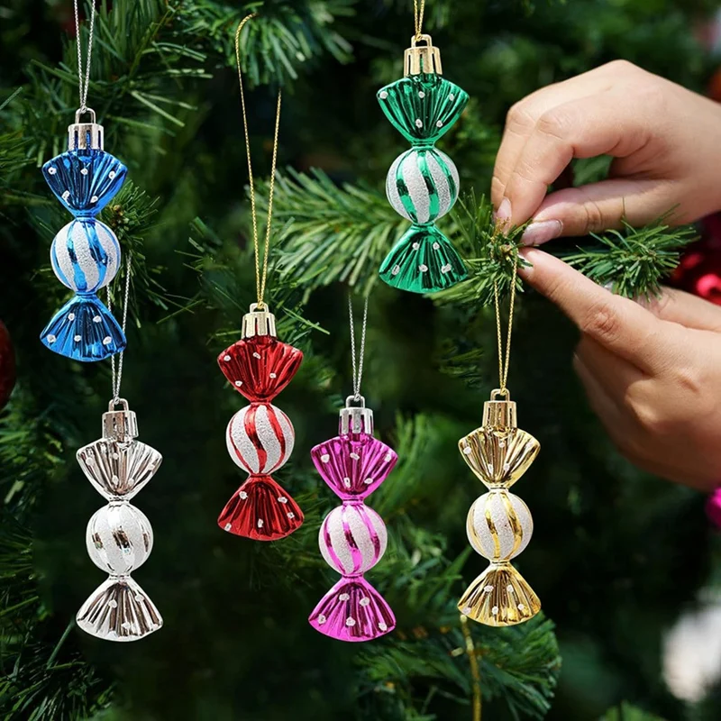 Bolas de decoración para árbol de Navidad, adornos colgantes de temporada, fácil de usar, 24 piezas