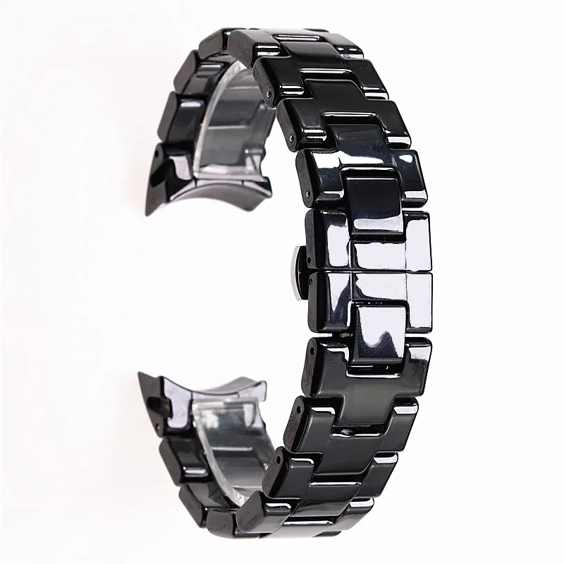 18mm 22mm Ceramic Strap For Armani Watch AR1400 AR1410 AR1402 AR1401 Men Women Band Bracelet Belt Black White Butterfly Button