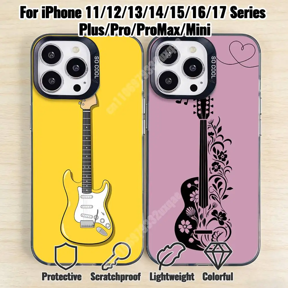 

Electric Guitar Music Instrument Phone Case for iPhone 17 16 Pro Plus 15 14 13 Max Mini 12 11 X XS Air Shield Bumper