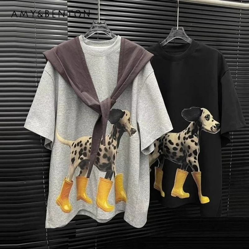 

2025 Summer New Fashionable Chic Popular Niche Design Loose Handsome Shawl Trendy Short Sleeved T-shirt For Women's Y2k Top Tees