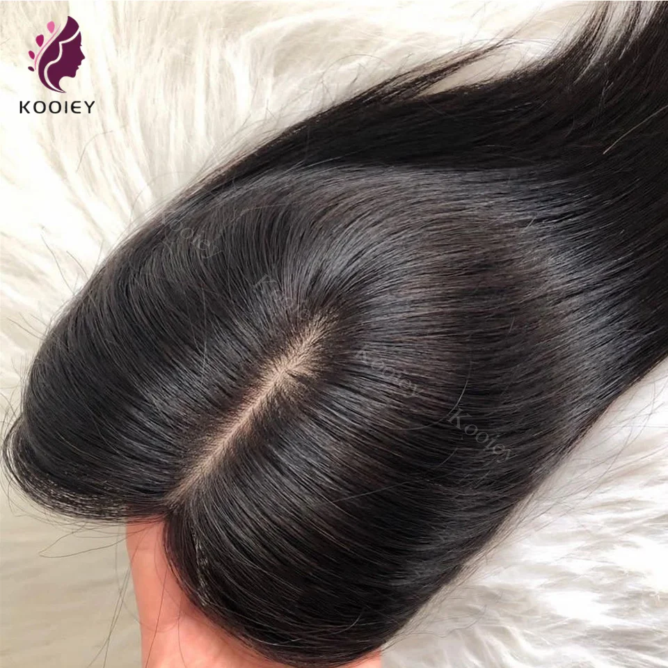 8-22Inch PU Base Lace Topper 5x5Inch Brazilian Human Hair Silk Base Lace Closure Natural Hairline With Clips Skin Scalp