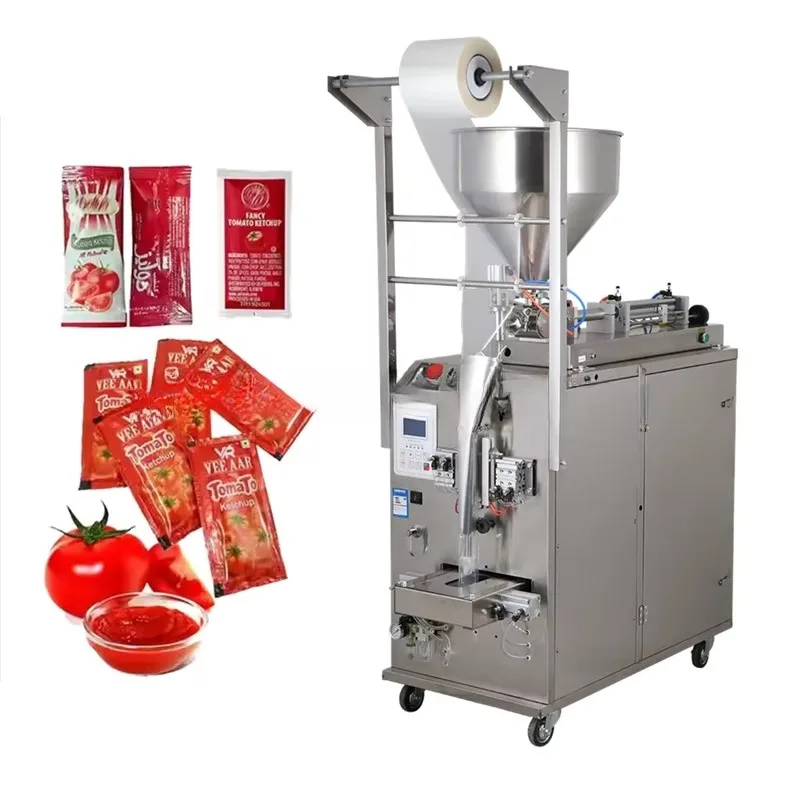 Máquina envasadora vertical multifuncional automática para pegar miel, barra, salsa de tomate, chile, mayonesa