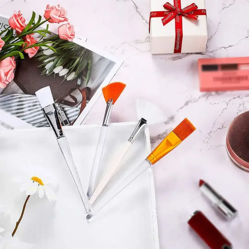 مجموعة فرش قناع الوجه مكونة من 4 قطع - فرش ناعمة لأداة توزيع المروحة والأحماض للعناية بالبشرة والمكياج #1