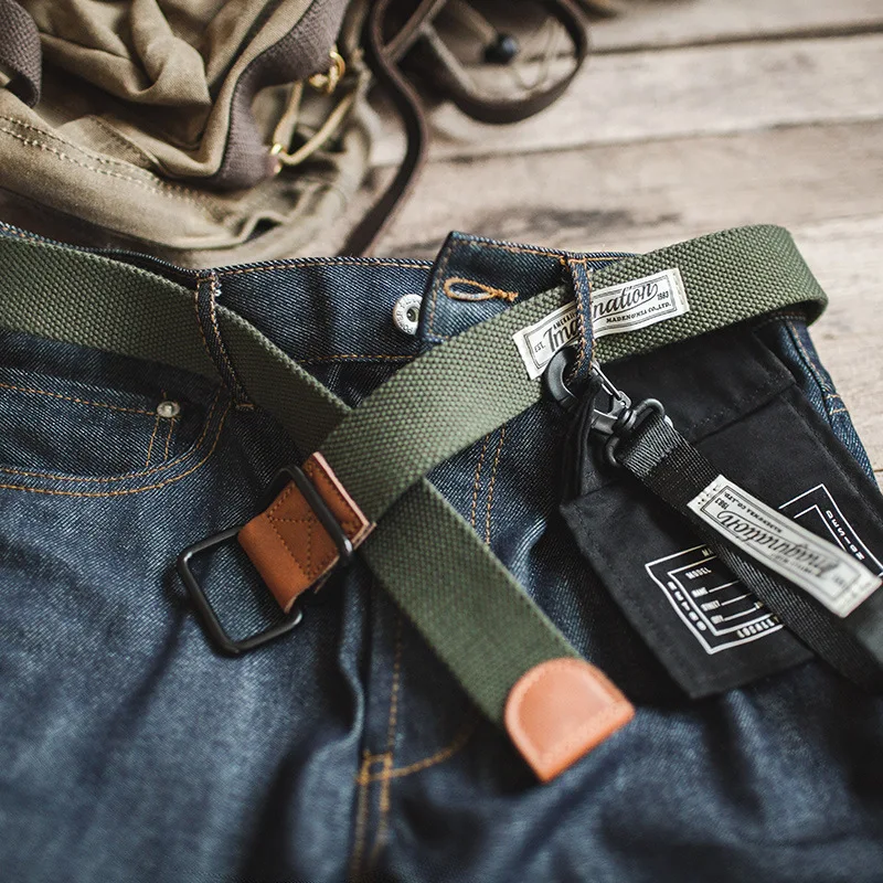 Maden Vintage Tactical Belt for Men's Quick Release Outdoor Combat Belt Woven Canvas Waistband Multifunctional Strap for Jeans
