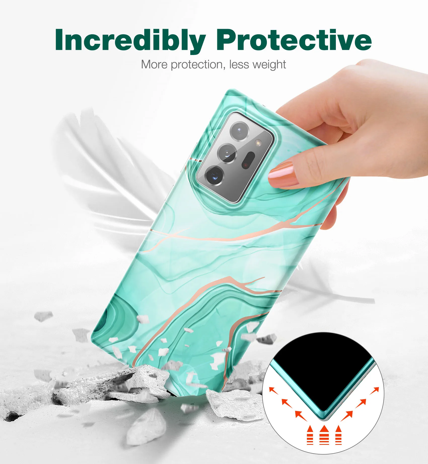 360 Full-Body  Marble Bumper Slim Stylish Protective Bumper for Samsung Galaxy Note 20 Ultra Case With Built-in Screen Protector