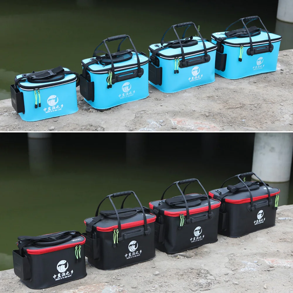 Neue EVA Angeltasche Zusammenklappbarer Fischereieimer für Lebendfisch-Box Camping Wasserbehälter Pfanne Becken Angelausrüstung Aufbewahrungstasche 30-50cm – Detail 14