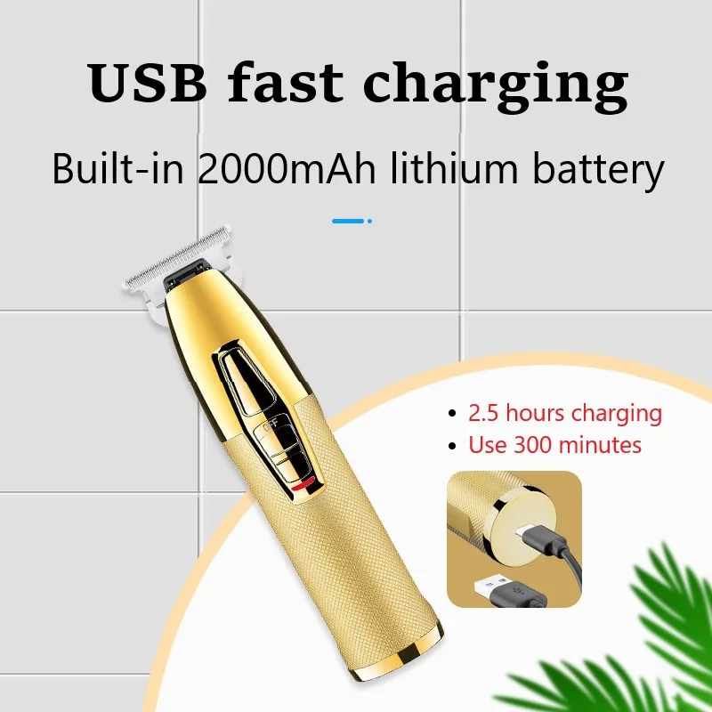 Машинка для стрижки волос Kemei, аккумуляторная машинка для профессиональной отделки волос, триммер для бороды, 0 мм