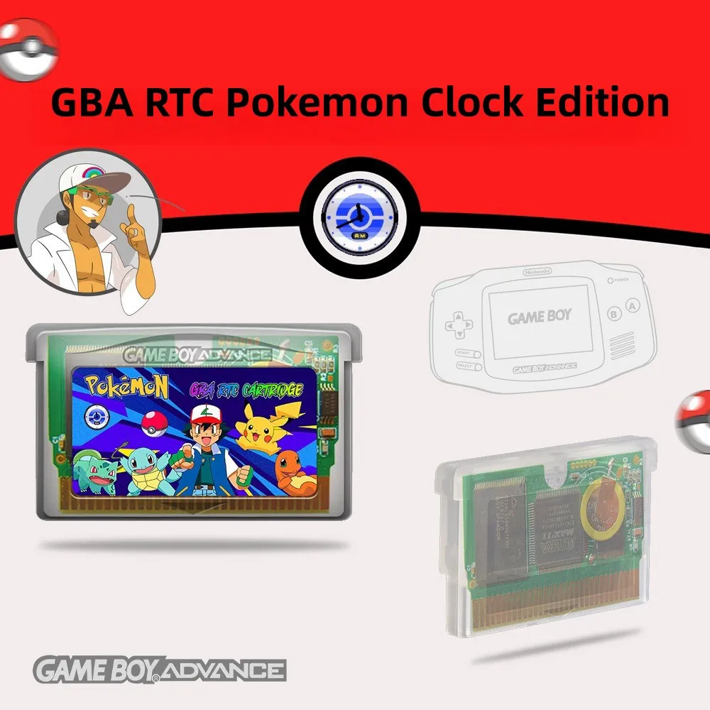 GBA RTC nowy Pokemon dedykowany zegar gra karciana 32M pamięci + 1M karta pamięci Flash Flash