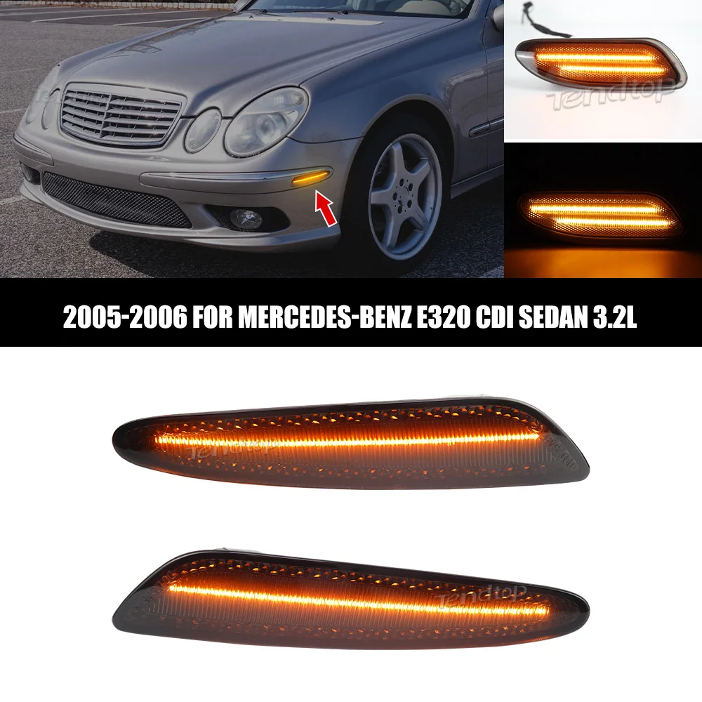 2x For Benz E-Class W211 Pre-Facelift 03-06 Clear LED Bumper Side Marker Lights