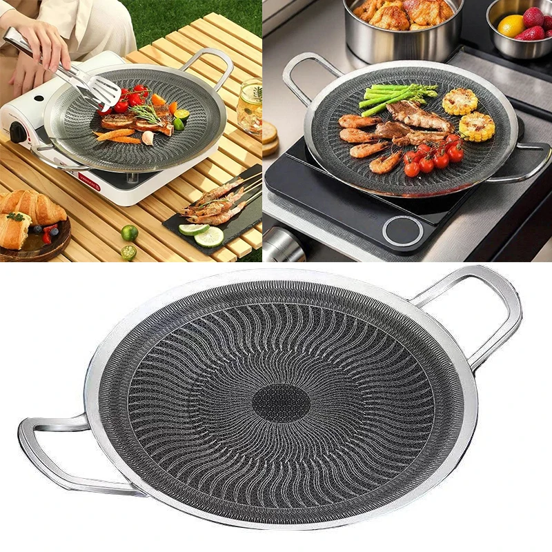 Poêle de barbecue multifonctionnelle en acier inoxydable 316, pour la cuisine à la maison et le camping, compatible avec les cuisinières à induction et les cuisinières à gaz
