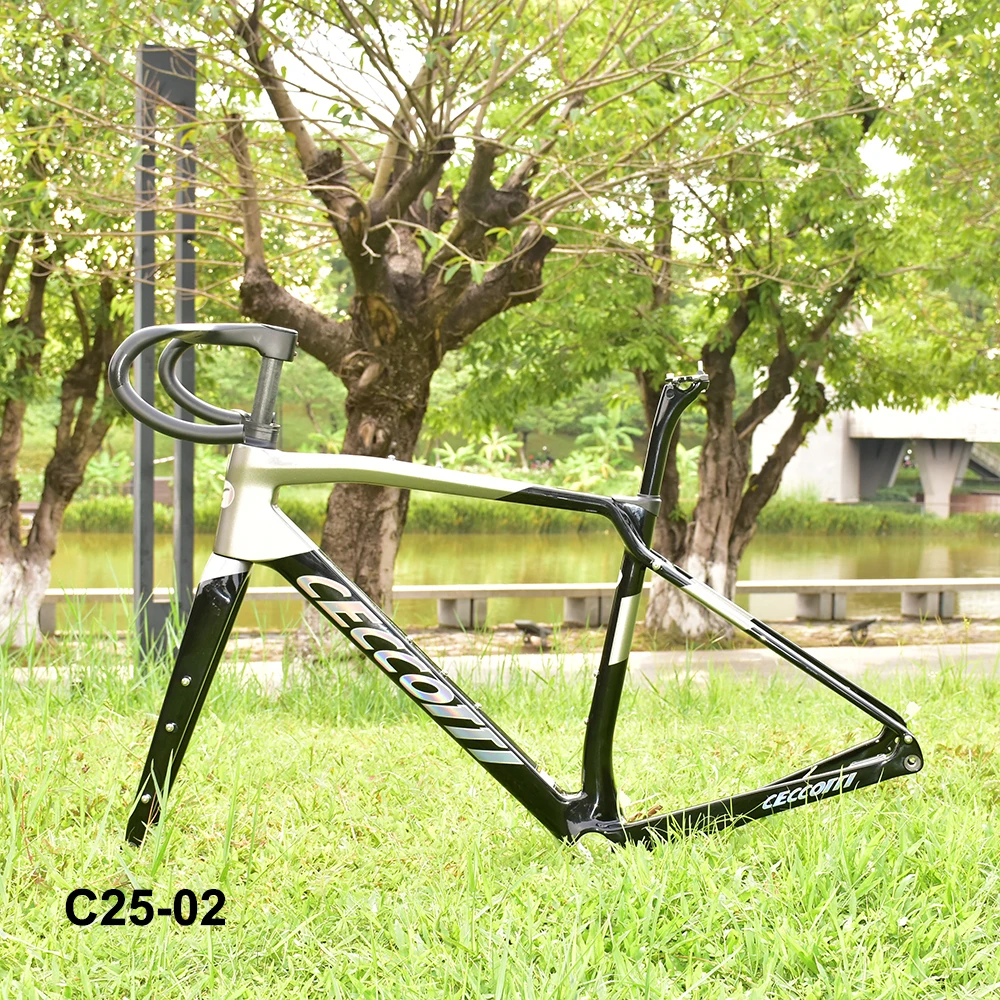 CECCOTTI-Carbon Fiber Bicycle Frameset, Gravel Frame, Full Hidden Cable Bike Frame T1000