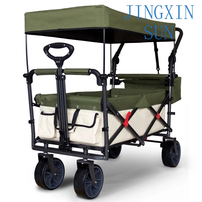 Outdoor folding camper four-wheel trolley