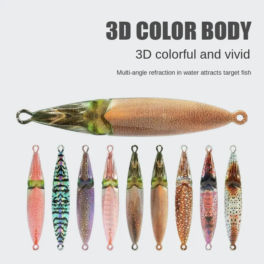 21g Metal Simulation Lure with Jig Hooks Bait 3D Printed Artificial Wobbler Hard Squid Bait Bionic Crankbait Lure Fishing Tackle