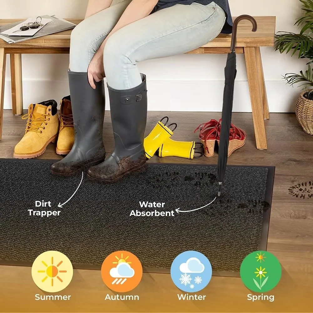 New 40x60cm Door Mat Super Absorbent Rubber Washable Door Mat Dirt Trapper Entrance Rug Indoor Use