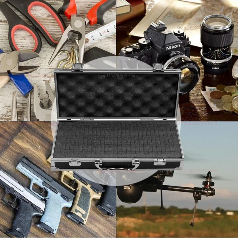 الألومنيوم صندوق أدوات محمول حقيبة للتخزين مع بطانة الإسفنج تأثير مقاومة يده صندوق الأدوات 30x17x8 سنتيمتر لورشة المرآب #5