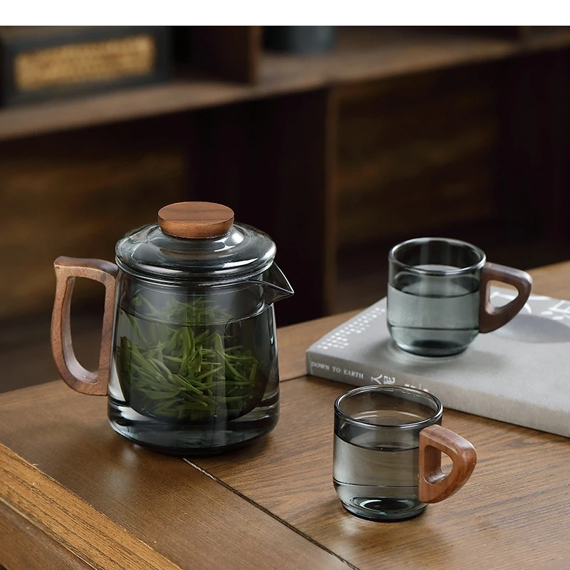 Simple Glass Tea Coffee Pot Handheld Type Teaware Puer Cups Set Modern Home Kitchen Tabletop Teapot Kettle Water Bottles