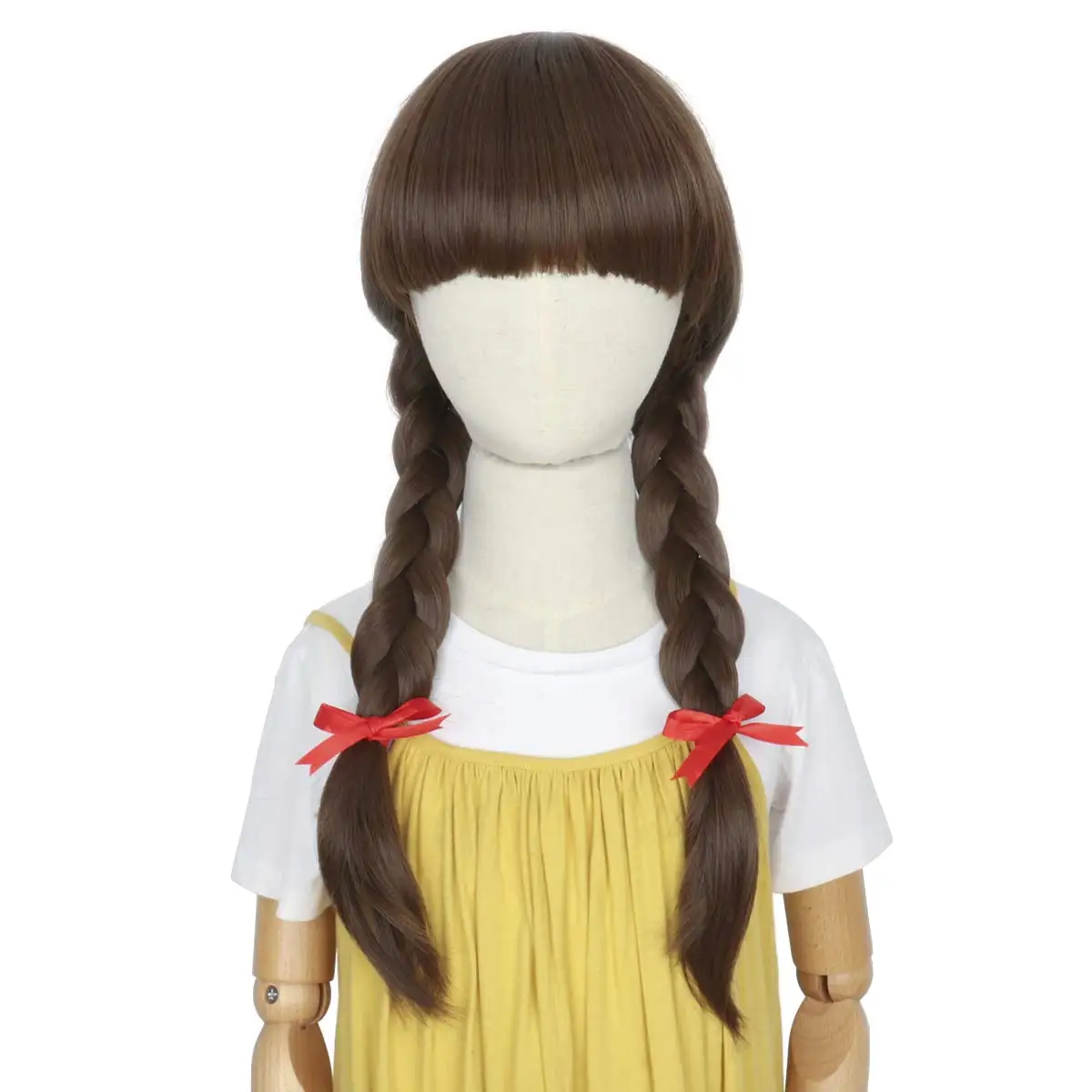 High-Temperature Synthetic Fibers Long Brown Braided Wig Cosplay Wigs for Halloween Party Wig