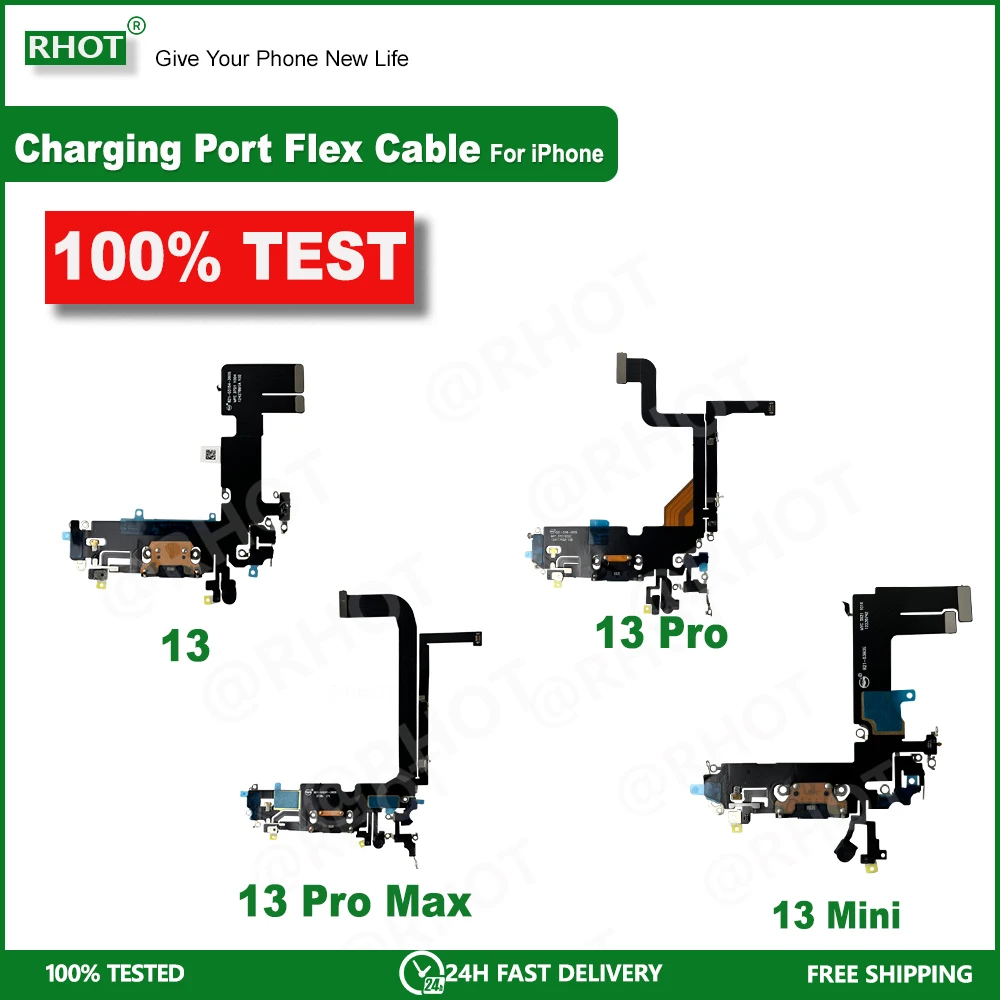 

1PCS USB Port Charger Dock Connector Mic Charging Flex Cable For iPhone 13 13 Mini 13 Pro 13 Pro Max Charging Port Flex Cable