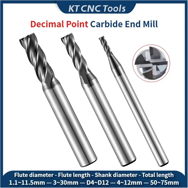

HRC70° 4Flute Tungsten Steel Carbide Nano Coating Flat End Mills For CNC Machining Center Milling Cutter Tools 4-Flute Flat End