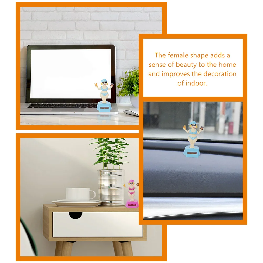 

2 Pcs Car Dashboard Female Figurines Artificial Plastic Miniature Beauty Office